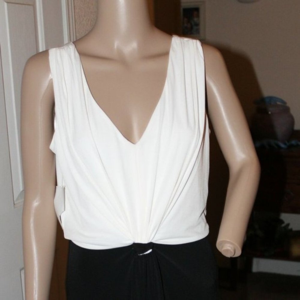 SANGRIA BLACK & IVORY VNECK FORMAL GOWN 10 NWT